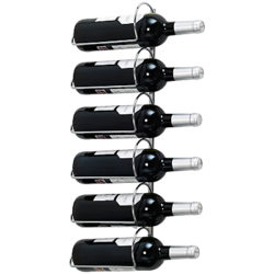 Hahn Pisa Wall Metal Wine Rack, Chrome, 6 Bottle